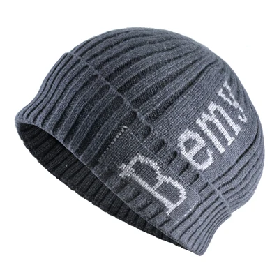 TQMSMY зимние теплые шапочки Skullies мужские модные вязаные шляпы с буквами для мальчиков Толстая Спортивная Кепка двухслойная вязаная Gorras TMB04 - Цвет: Gray3
