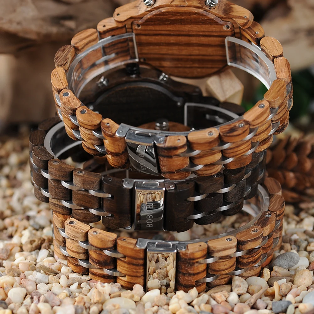 BOBO BIRD Wooden Couple Watches Simple Women Man Wristwatch Calendar Chronograph Clock Quartz Movement Ladies Custom Great Gift