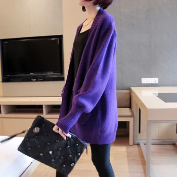 

Autumn and Winter 2019 New Cardigan Women's Korean Sweater Coat Loose Lazy Wind Medium Long Sleeve Knitwear