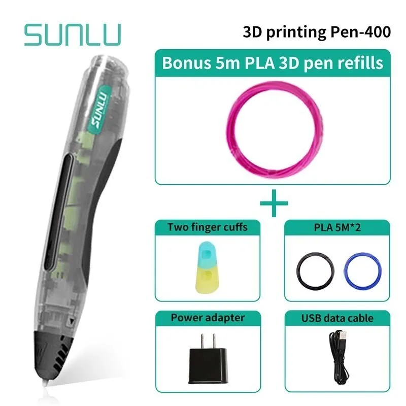 SL-400-5.1-Tlucency SL-400 3D печать Ручка Поддержка PLA нити одна кнопка управление 3D ручки легко для детей Scibble Исследуйте мозги инструменты - Цвет: SL-400-5.1-Tlucency