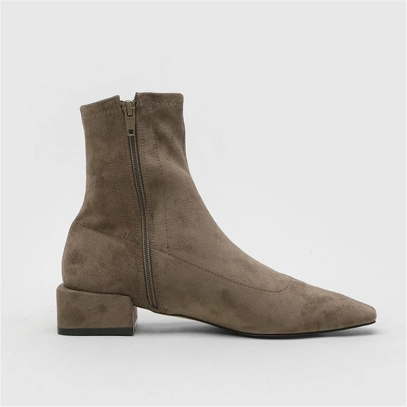 Autumn fashion women's bare boots 2020 new suede high heel ankle boots Side zipper concise sexy office shoes 34-40