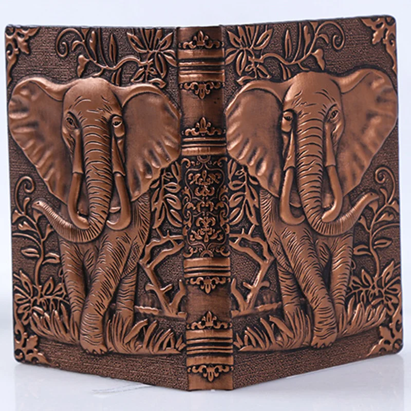A5 A6 Европейский ретро Elefante трехмерный em relevo personalizado ноутбук PU Bloco de Notas livro diatio de Viagem