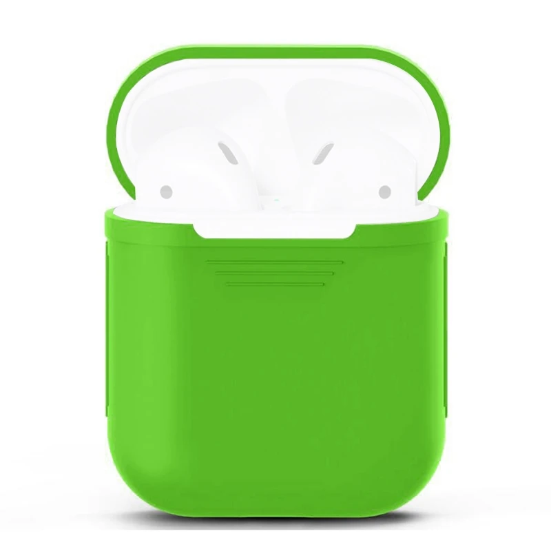 Мягкий силиконовый чехол, наушники для Apple Airpods, Bluetooth, беспроводные наушники, защитный чехол, коробка для Air Pods, вкладыши наушников, сумка - Цвет: Green