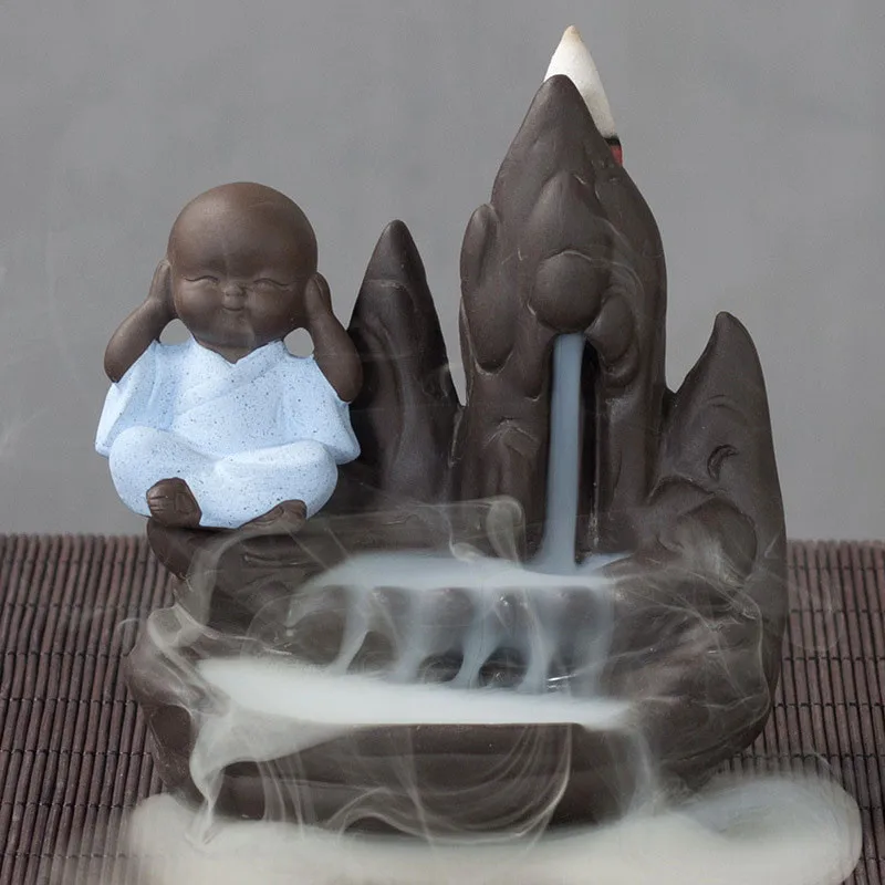 Керамический маленький монах курильница для благовоний горелка креативная подставка для ароматических палочек домашний декор Маленький Будда ладан водопад курильница