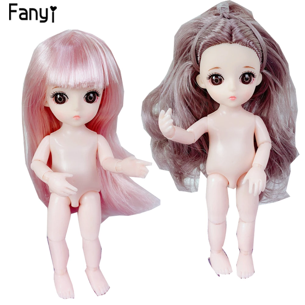 Bjd кукла, вьющиеся волосы, игрушки для девочек, 17 см., Обнаженная, для тела ребенка, 3D, реальный глаз, шарнир, подвижная, модная, Реборн, кукла, голова с телом