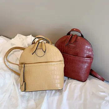 

Fashion Women Backpack High Quality Mini Stone Pattern Leather Backpack Small Travel Backpacks School Bags for Teenage Girls New