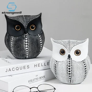 

Strongwell Nordic Owl Statue Creative Ornament Modern Minimalist Artwork Resin Crafts Home Decorations Accessories Birthday Gift