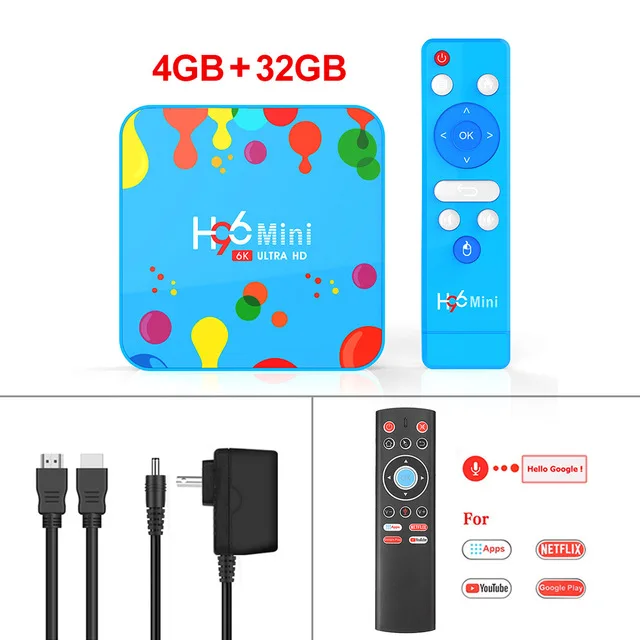 4 ГБ 128 ГБ H96 Мини Android 9,0 tv Box Allwinner H6 четырехъядерный 6K H.265 Wifi HD проигрыватель google Youtube телеприставка 4GB32GB - Цвет: 4G32G voice control