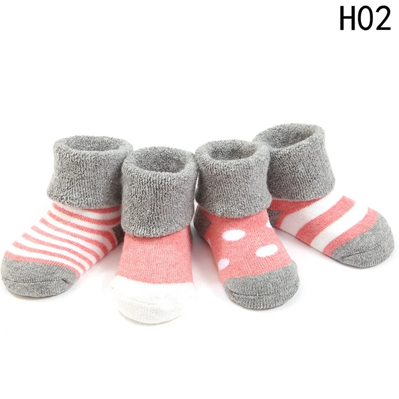 02 XS random style Детские носки хлопковые зимние толстые носки-трубы носки для малышей хлопковые осенне-зимние носки-тапочки для новорожденных 0-1-3 лет - Цвет: 02 XS random style