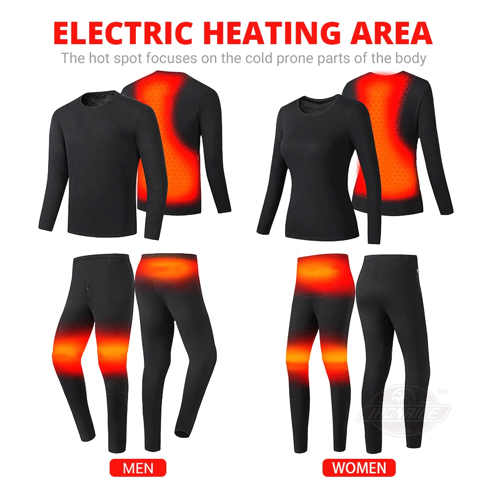 Veste de moto chauffante pour hommes et femmes, ensemble de sous-vêtements thermiques, combinaison électrique USB, vêtements thermiques pour l'hiver, nouvelle collection S-5XL