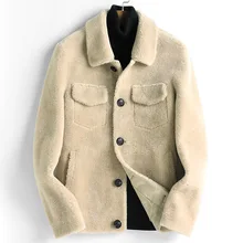 Новинка, зимняя мужская куртка из овечьей шерсти, меховая мужская куртка из натуральной кожи, мужские куртки из натурального меха