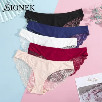 

BIONEK Women's Sexy Lace Panties Seamless Cotton Crotch Breathable Ladies Low-Rise Lingerie Underwear Comfort Underpants Briefs