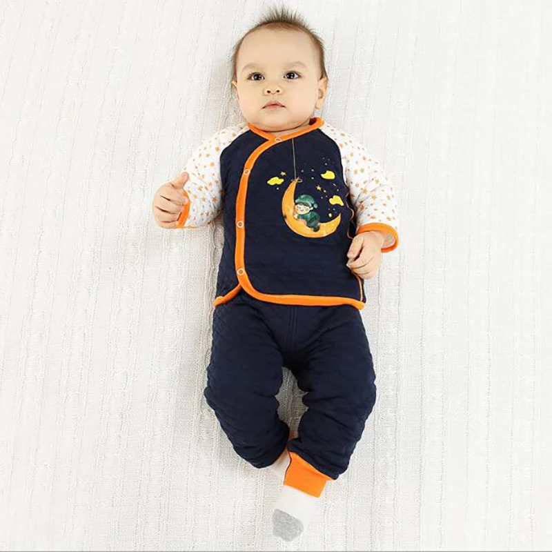 Onesies/комплект зимней одежды из хлопка для новорожденных; утепленные пижамы; нижнее белье; осенняя одежда; YKQ045