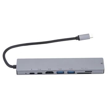 

8 In 1 4K Type-C HUB To HDMI USB3.0 RJ45 SD TF Card Reader Converter Adapter Power Supply Up To 4.5W Max