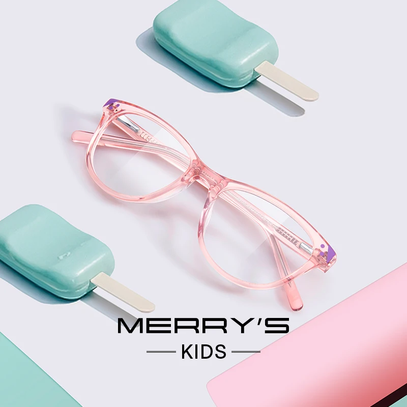 MERRYS DESIGN Anti Blue Light Glasses Kids Glasses Frame Cat Eye Girls Glasses Frames Kids Anti Blue Ray Light Blocking Computer Glasses For Girl Acetate Frames S7800FLG