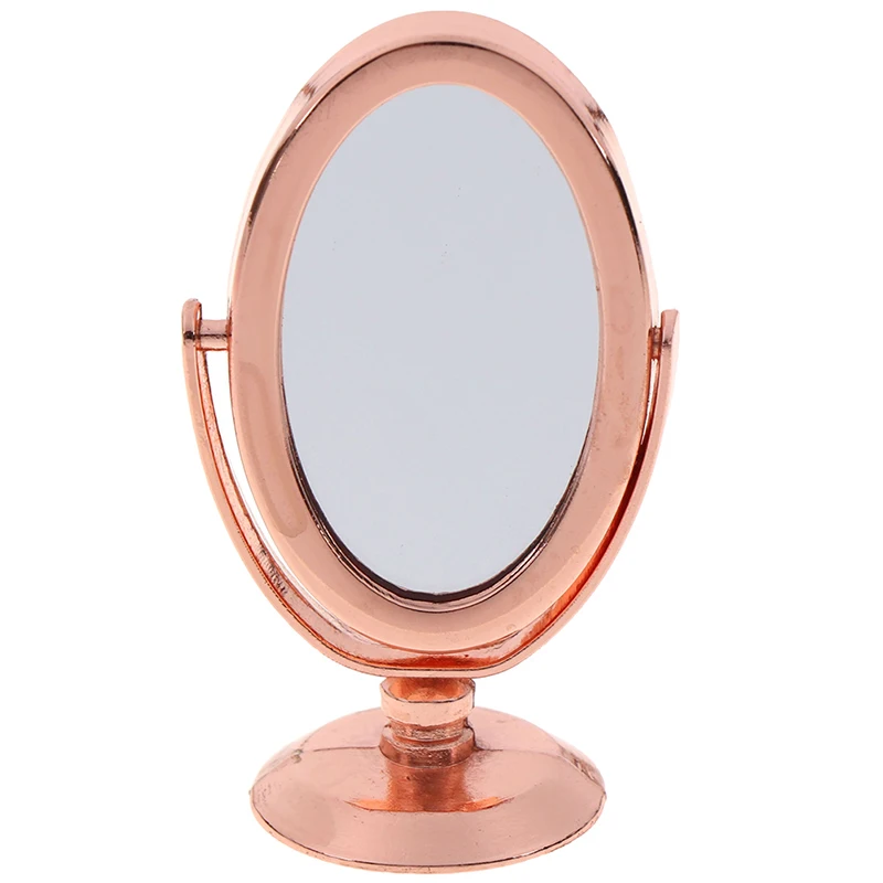 Rose Gold Кукольный дом Миниатюрный винтажный золото серебро розовое золото туалетное мини зеркало 1/12 весы куклы ванная комната игрушечная мебель аксессуары - Цвет: Rose Gold