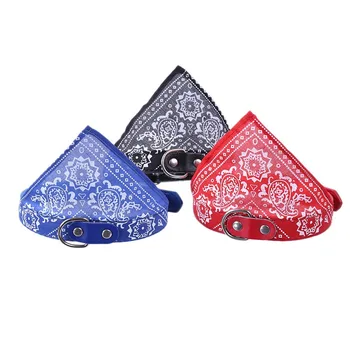 

PU Leather Pet Dog Collar Saliva Triangle Towel Puppy cat Necklace Adjustable Dog Collars Pet Products