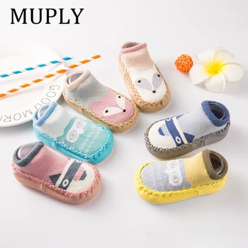 

Baby shoes socks Children Infant Cartoon Socks Baby Gift Kids Indoor Floor Socks Leather Sole Non-Slip Thick Towel Socks
