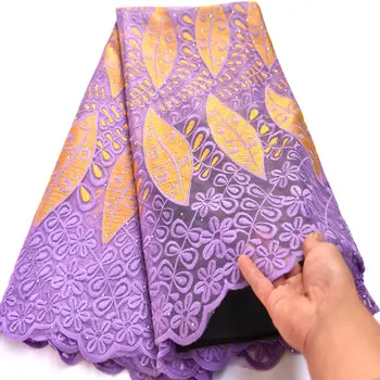 

Hot sale Nigerian Lace Fabric with stones special 5 yards lilac orange african Lace Fabric for Wedding Party dress mv188