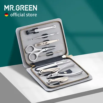 

MR.GREEN Innate Luxury Manicure Set Surgical Grade Scissors Stainless nail clipper Kit full grain cow leather package Pedicure