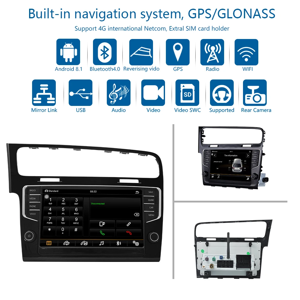 Автомобильный Радио Навигатор Автомобильный мультимедийный Видео android 8,1 автомобильный dvd для Volkswagen Golf 7- " 8 ядерный 2G/32G Автомобильный Радио gps