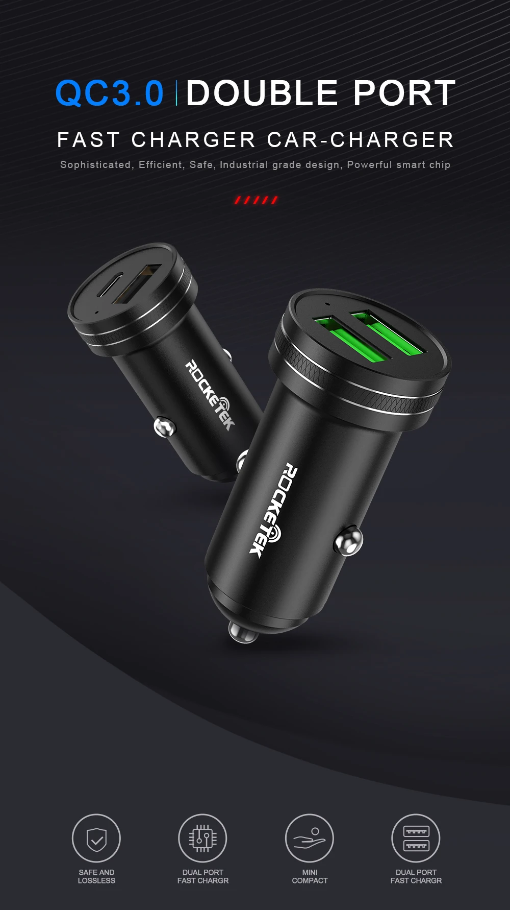 Rocketek USB Автомобильное зарядное устройство мобильный телефон Быстрая зарядка для iPhone 11 быстрая PD Xiaomi QC 4,0 QC 3,0 Для huawei P30 SCP FCP Sumsung AFC