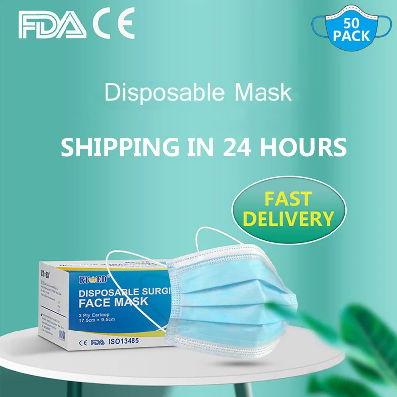 

50pcs/Box Mouth Mask Men Women Non-Woven Anti Dust Mask Bacteria Proof Flu Face Masks Disposable Face Respirator Mask