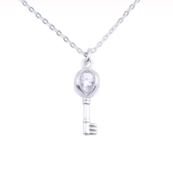 

Zincon Round Gems Key Necklace 925 Sterling Silver Necklaces For Women Silver Chain Collar Female Pendants Fashion Jewelry