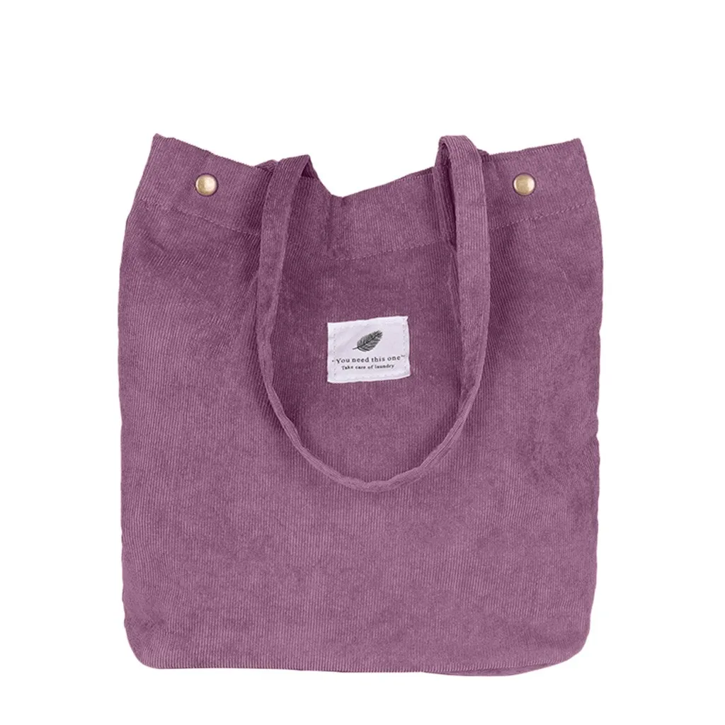 Вместительная женская Вельветовая Сумка-тоут, Женская Повседневная сумка на плечо, складная многоразовая пляжная сумка для покупок, однотонные вельветовые сумки на плечо