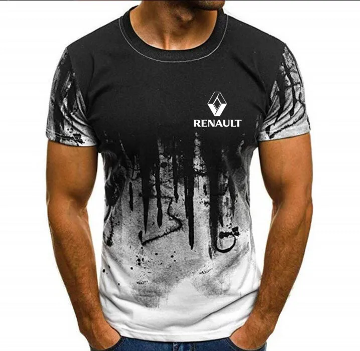 Green Classic Men'S Fitness Camouflage Renault Graphic Logo Cool Printed T Shirt Summer Funny Tee Tops Clothing - Color: Green