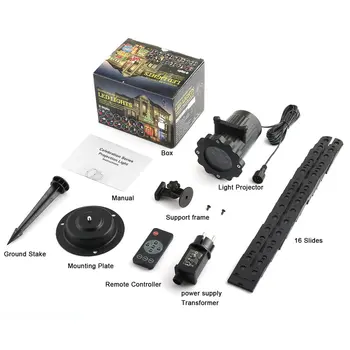 

Outdoor RC Projector Light 16 Slides Waterproof IP44 LED Landscape Light for Christmas Halloween Holiday Party Decoration