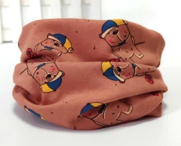 bear dark red Solid Candy Color Baby Scarf Cotton Ring Scarf Children Neck Collar Boy Kids Neckerchief Autumn Winter Girls Scarf - Цвет: bear dark red