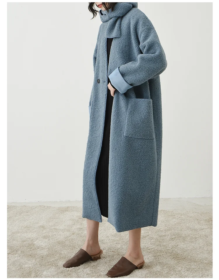 Зимнее длинное пальто с шарфом для женщин, v-образный вырез, однотонная флисовая верхняя одежда, Элегантные повседневные свободные макси пальто Abrigos Mujer