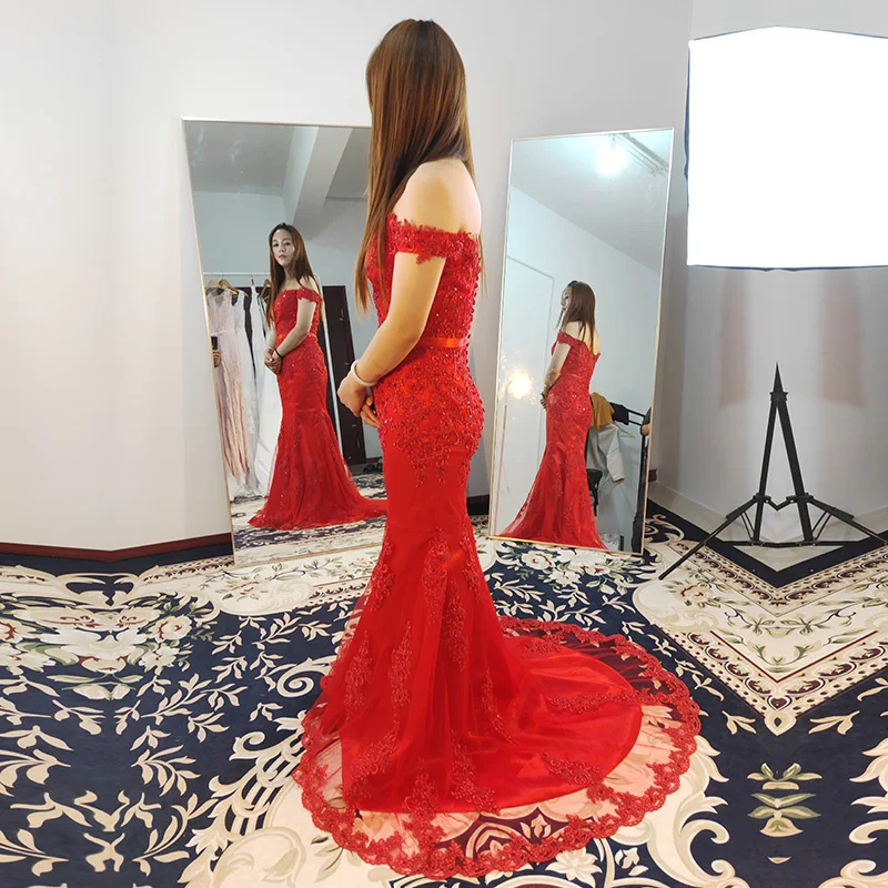 Asd059 robe de soiree, настоящий образец, полностью платье-русалка, украшенное бусинами, очаровательное вечернее платье, Красные сексуальные платья для выпускного вечера, праздничное платье для девочек