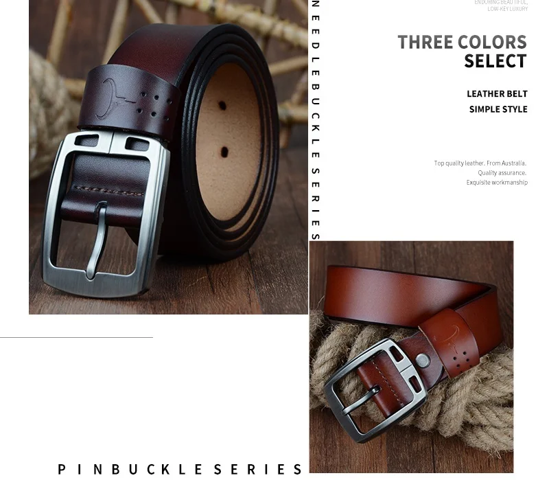 COWATHER cowhide genuine leather belts for men brand Strap male pin buckle vintage jeans belt 100-150 cm long waist 30-52 XF001 leather belt