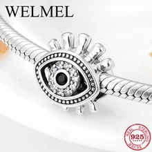 Аутентичные стерлингового серебра 925 злой синий CZ глаз Шарм для браслета Pandora Шарм ювелирные изделия для создания браслетов