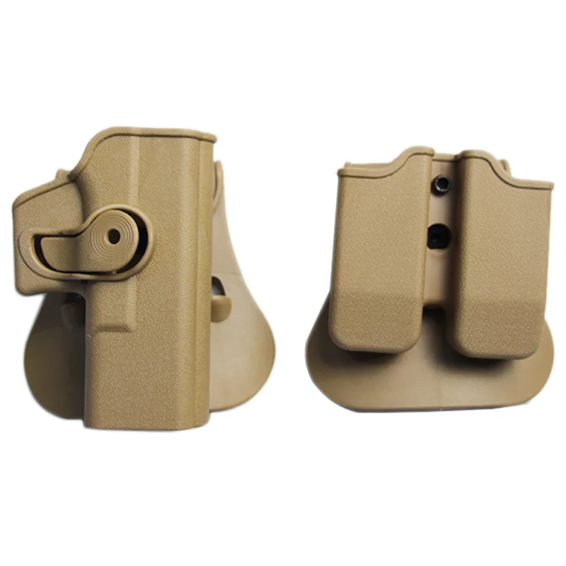 IMI Glock Holster Hunting Tactical Combat Gun Holster for Glock 17 19 22 26 31 Pistol Holsters Airsoft Case with Clip Pouch - Цвет: Tan set with pouch