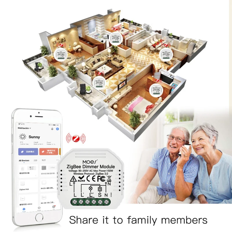 

Mini DIY Tuya ZigBee 3.0 Smart Dimmer Switch Module Hub Required Smart Life App for Alexa Google Home Voice Control 1 Gang