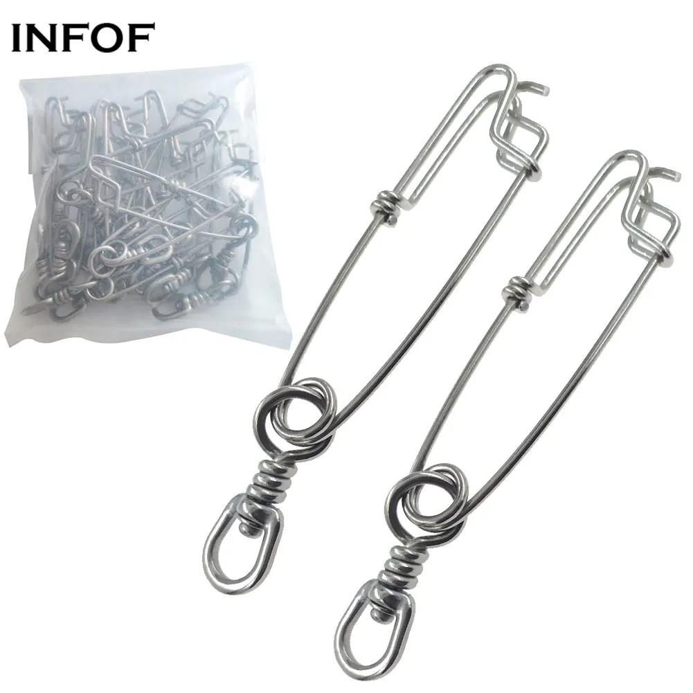 INFOF 5/20PCS Sea Fishing Swivels Snap Stainless Steel Longline Branch