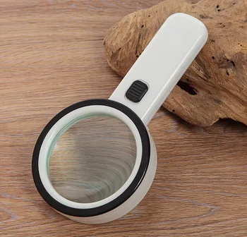 

10 Times Glss Lens Educational Handheld Reading magnifying glass Insects observation Toy Gift Magnifier for old Man with UV Lamp