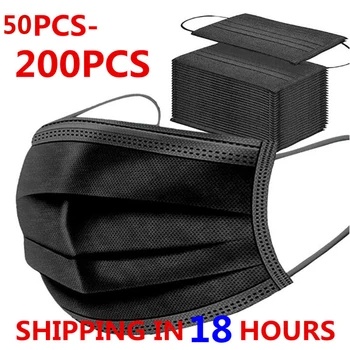 

Black Disposable Masks Non-woven Thickened Mascarillas 3 Layer Ply Filter Anti Dust Breathable Mouth Mask Protection Facemask