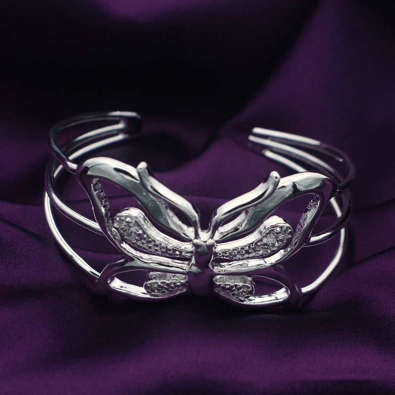 925 браслет из стерлингового серебра, 925 серебряные модные ювелирные изделия инкрустированный браслет бабочка/Agvaiyca Ajxajbea