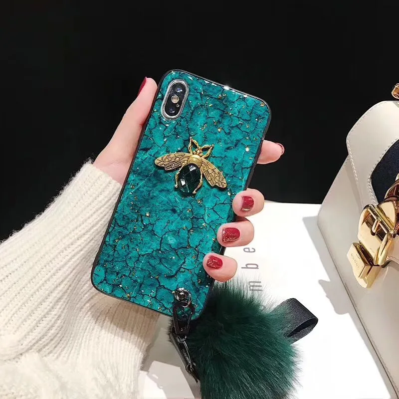 Роскошный блестящий чехол для телефона Bee для iPhone 11 Pro Max XR XS MAX X 8 7 6 6S Plus чехлы для iPhone XS MAX XR X 8 7 6 6S Coque Cover - Цвет: green