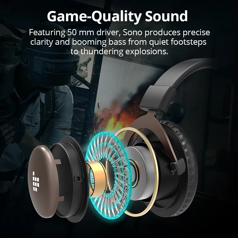 IN Stock Tronsmart Sono Gaming Headphones Headset Gamer Wired Headphones with Mic for PS4,Xbox One,Switch and Mobile Devices