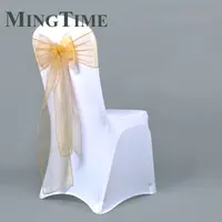 25pcs 275cm Sheer Organza Chair Sashes Band Ribbon Belt Bow Cover Rustic Wedding Party Birthday Banquet Ceremony Decoration 3