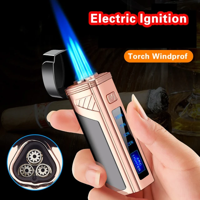 Lighter FLAME TORCH Metallic Windproof Lighter Electric Ignition