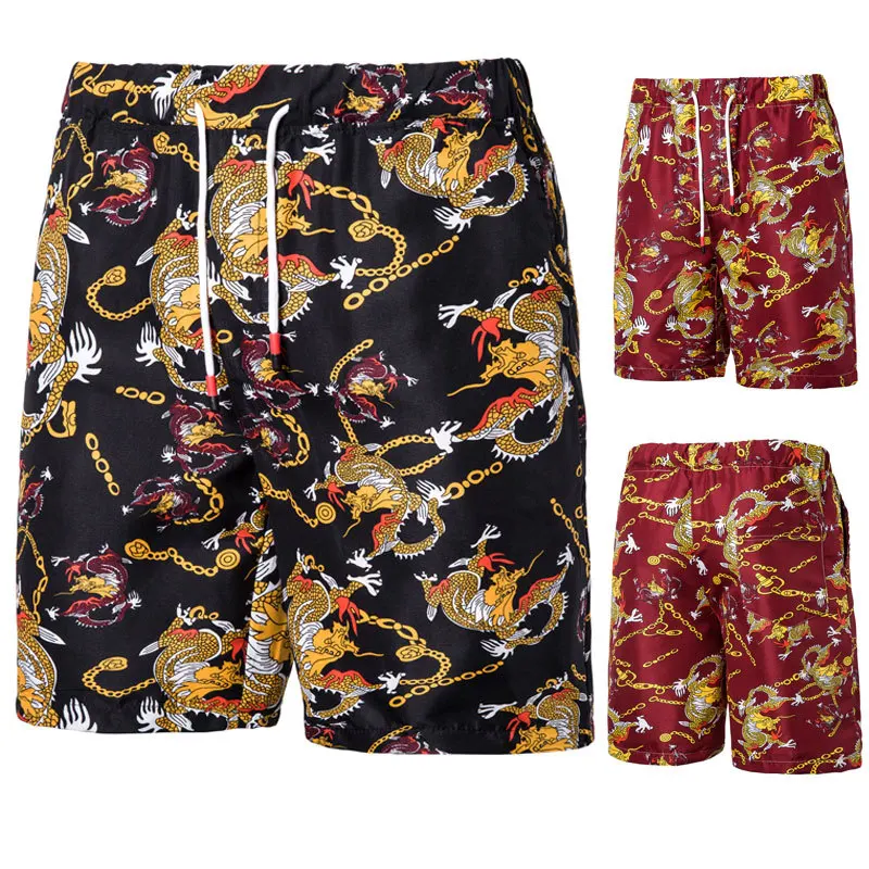 

Summer Men's Plus-size Casual Print Knee Length Pants Beach Shorts