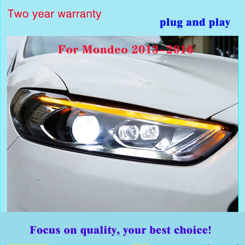 Тюнинг автомобилей фары для Ford Mondeo Fusion 2013- светодиодные фары DRL ходовые огни биксеноновые фары Противотуманные фары с ангельскими глазками