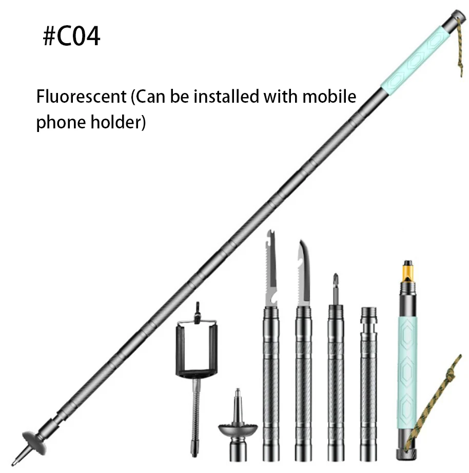 

Walking Stick Trekking Poles Telescopic Outdoor Camping Multi-functional Aluminium Alloy Tactical Sticks Nordic Walking Hiking