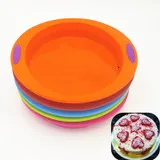Silica Gel Mould Two Paper Suit Two Color Binaural 9 Inch Round Cake Mould Toast Disc Baking Tool